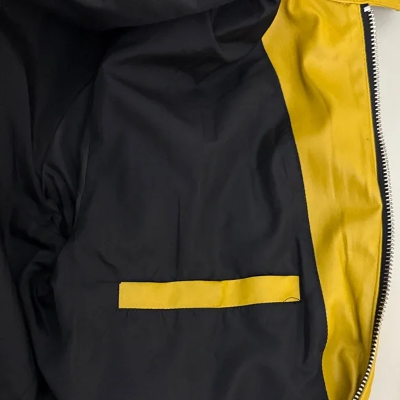 Zara Men's Mustard Leather Jacket - Picture 7 of 8